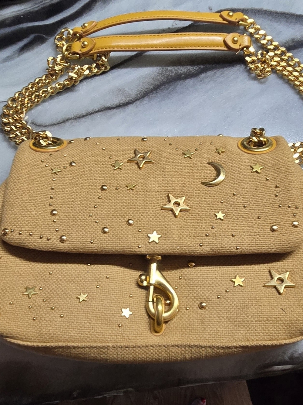 Rebecca Minkoff Mustard Star & Moon Embellished Shoulder Bag